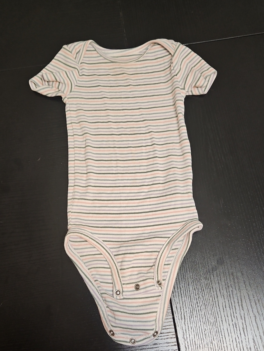 Carter's White Bodysuit with Pink and Green Stripes
